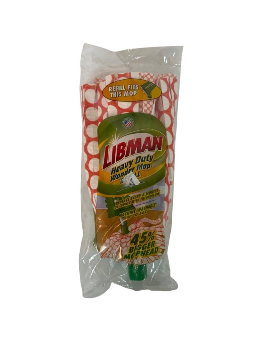 Libman Heavy Duty Wonder Mop Refill Orange White Microfiber Snap-On